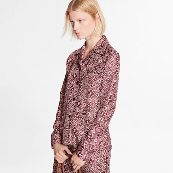Louis Vuitton LV Women Since 1854 Silk Long-Sleeved Pajama Top Monogram Flowers (3)