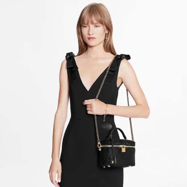 Louis Vuitton LV Women Vanity PM Handbag Black Monogram-Embossed Lambskin (11)
