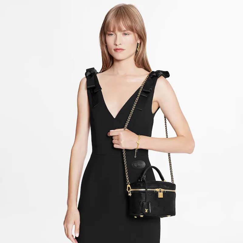 Louis Vuitton LV Women Vanity PM Handbag Black Monogram-Embossed ...
