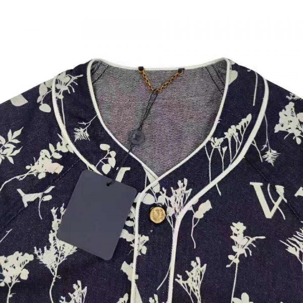 Louis Vuitton Men LV Leaf Denim Baseball Shirt Cotton Loose Fit (15)