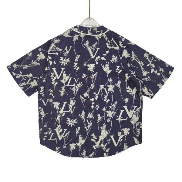 Louis Vuitton Men LV Leaf Denim Baseball Shirt Cotton Loose Fit (20)