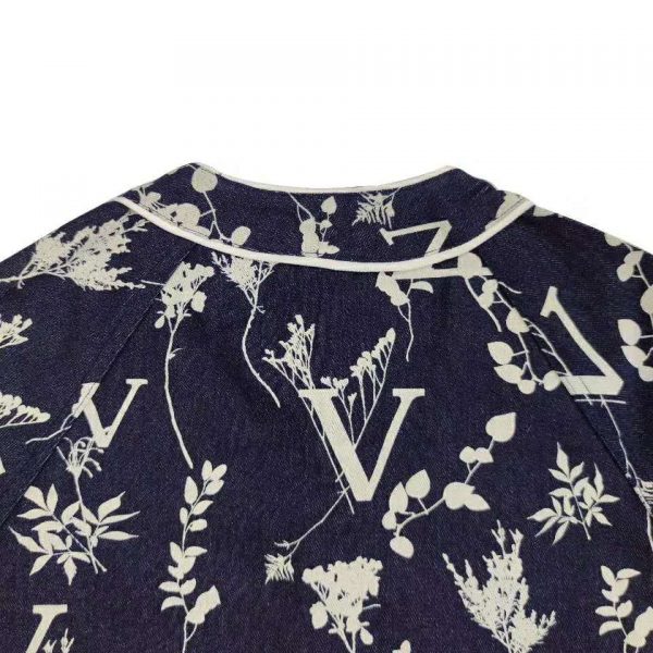 Louis Vuitton Men LV Leaf Denim Baseball Shirt Cotton Loose Fit (21)