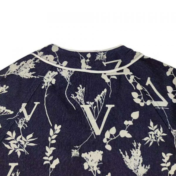 louis vuitton lv leaf denim baseball shirt