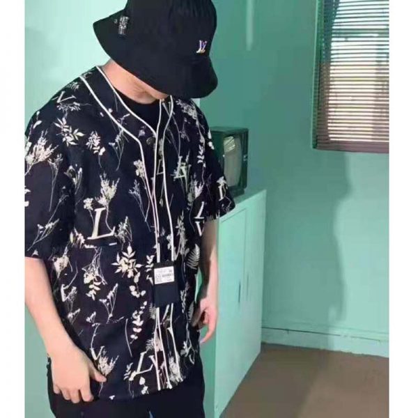 louis vuitton lv leaf denim baseball shirt