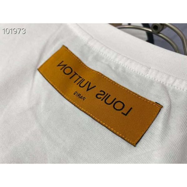 Louis Vuitton Men LV Pendant Embroidery T-Shirt Cotton White Loose Fit (11)
