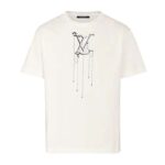 Louis Vuitton Men LV Pendant Embroidery T-Shirt Cotton White Loose Fit