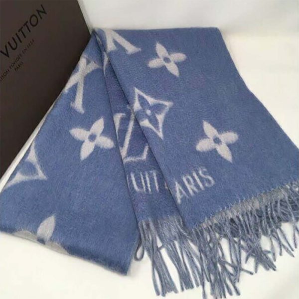Louis Vuitton LV Unisex Studdy Reykjavik Scarf with Monogram Print and LV Initials M76076 (2)