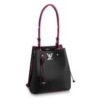 Louis Vuitton LV Women Lockme Bucket Bag in Calfskin Lether-Black