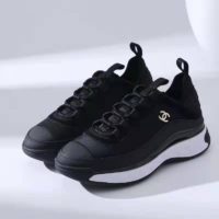 Chanel Women Sneakers in Velvet Calfskin & Mixed Fibers 1 cm Heel-Black (5)