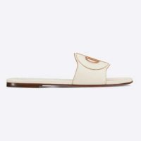 Dior Women D-Club Slide White Calfskin Leather 'CD' Signature