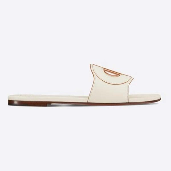 Dior Women D-Club Slide White Calfskin Leather ‘CD’ Signature