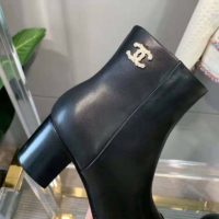 Chanel Women Ankle Boots Calfskin Black 6.5 cm 2.6 in Heel