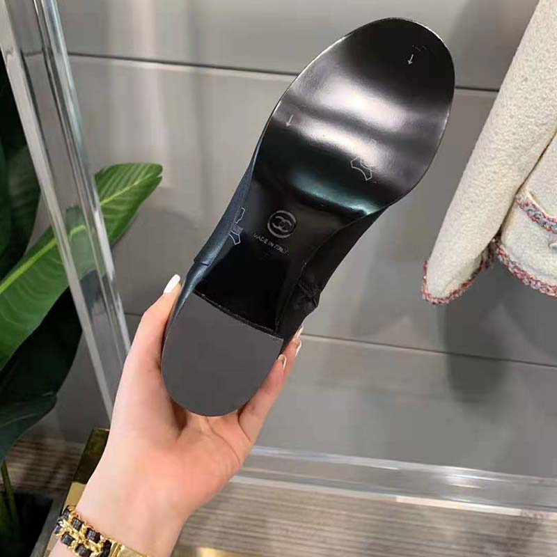 Chanel Women Ankle Boots Calfskin Black 6.5 cm 2.6 in Heel - LULUX
