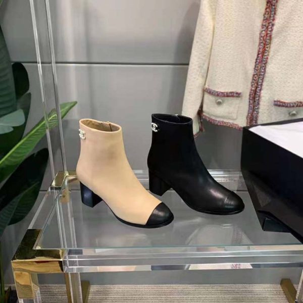 Chanel Women Ankle Boots Calfskin Black 6.5 cm 2.6 in Heel (4)