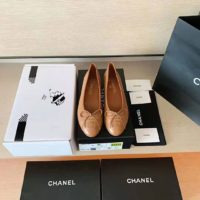 Chanel Women Ballerinas Calfskin Brown 1 cm Heel