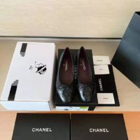 Chanel Women Ballerinas Aged Calfskin Black 1 cm Heel