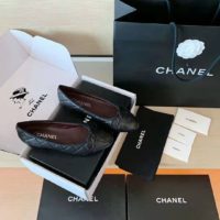 Chanel Women Ballerinas Aged Calfskin Black 1 cm Heel