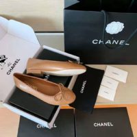 Chanel Women Ballerinas Calfskin Brown 1 cm Heel