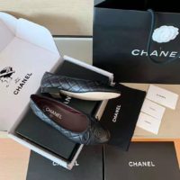 Chanel Women Ballerinas Aged Calfskin Black 1 cm Heel