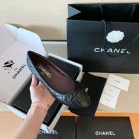 Chanel Women Ballerinas Aged Calfskin Black 1 cm Heel