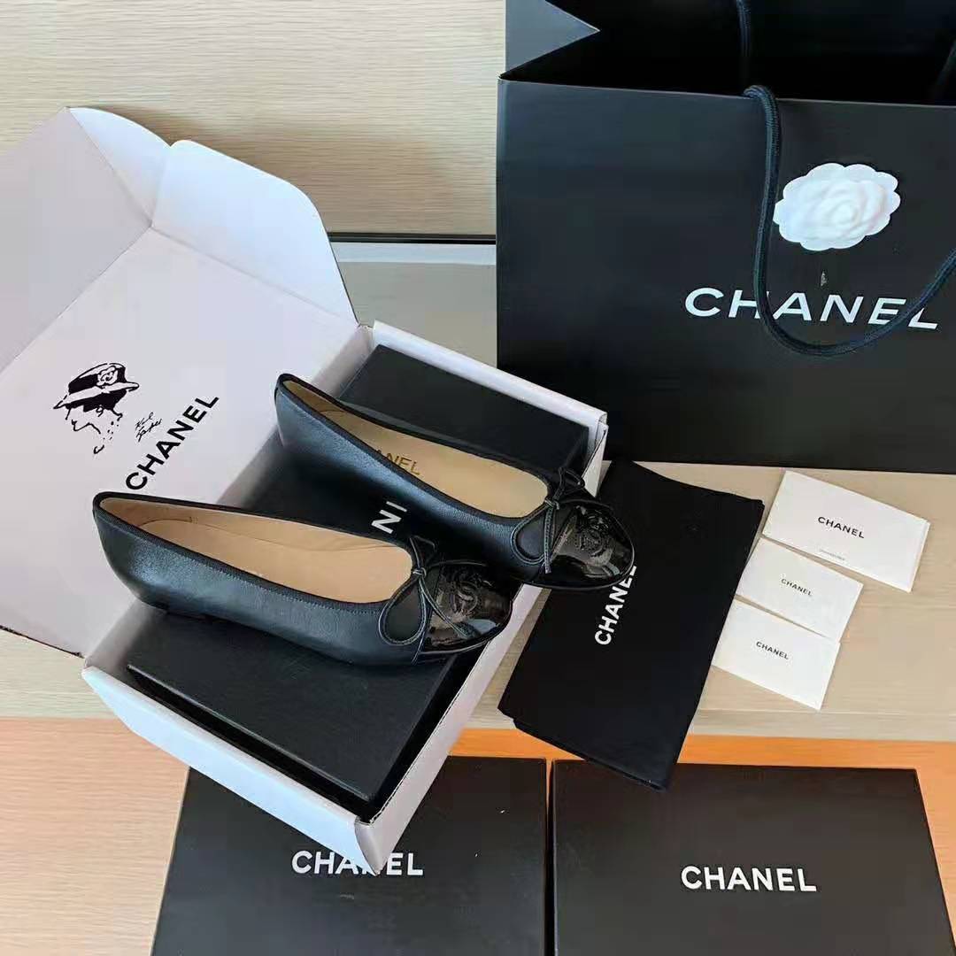 CHANEL Blended Fabrics Plain Logo Ballet Shoes (G02819 X01000 K5053, G02819  Y01552 94305)
