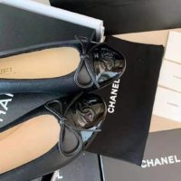 Chanel Women Ballerinas Lambskin & Patent Calfskin Black 1 cm Heel