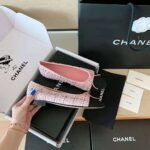 Chanel Women Ballerinas Tweed & Grosgrain Pink & Black 1 cm Heel - Bild 6