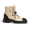 Chanel Women Lace-Ups Shiny Goatskin & Calfskin Beige 2 cm Heel