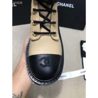 Chanel Women Lace-Ups Shiny Goatskin & Calfskin Beige 2 cm Heel