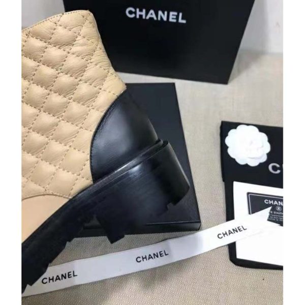 Chanel Women Lace-Ups Shiny Goatskin & Calfskin Beige 2 cm Heel (9)