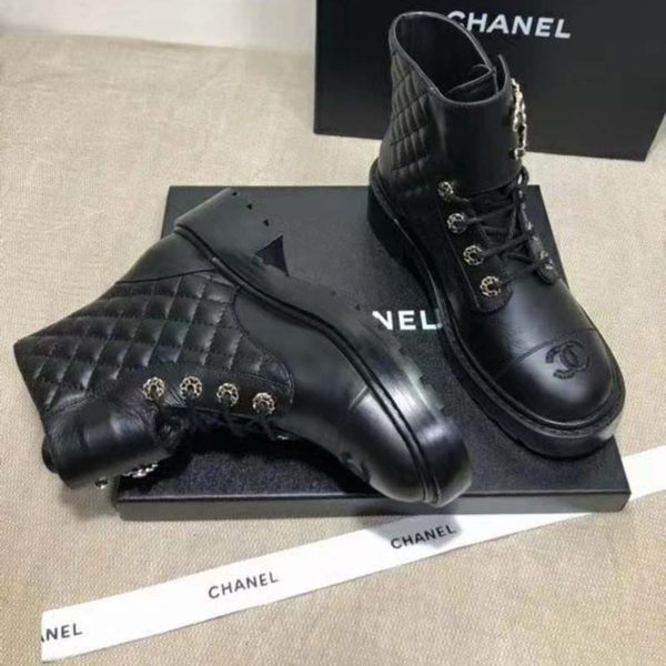 Chanel Women Lace-Ups Shiny Goatskin & Calfskin Black 2 cm Heel (1)