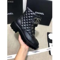 Chanel Women Lace-Ups Shiny Goatskin & Calfskin Black 2 cm Heel