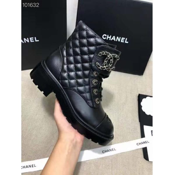 Chanel Women Lace-Ups Shiny Goatskin & Calfskin Black 2 cm Heel (2)