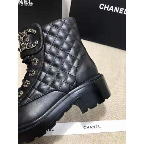 Chanel Women Lace-Ups Shiny Goatskin & Calfskin Black 2 cm Heel (3)