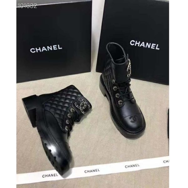 Chanel Women Lace-Ups Shiny Goatskin & Calfskin Black 2 cm Heel (9)