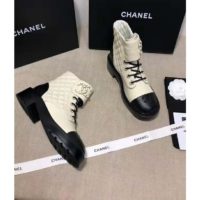 Chanel Women Lace-Ups Shiny Goatskin & Calfskin White 2 cm Heel