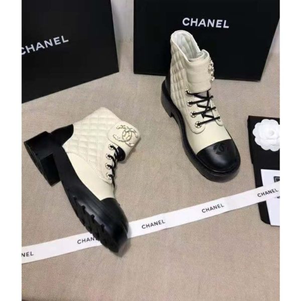 Chanel Women Lace-Ups Shiny Goatskin & Calfskin White 2 cm Heel (2)