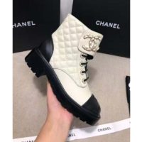 Chanel Women Lace-Ups Shiny Goatskin & Calfskin White 2 cm Heel