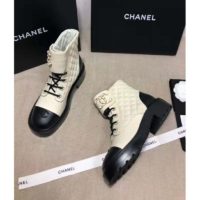 Chanel Women Lace-Ups Shiny Goatskin & Calfskin White 2 cm Heel