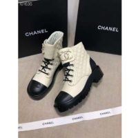 Chanel Women Lace-Ups Shiny Goatskin & Calfskin White 2 cm Heel