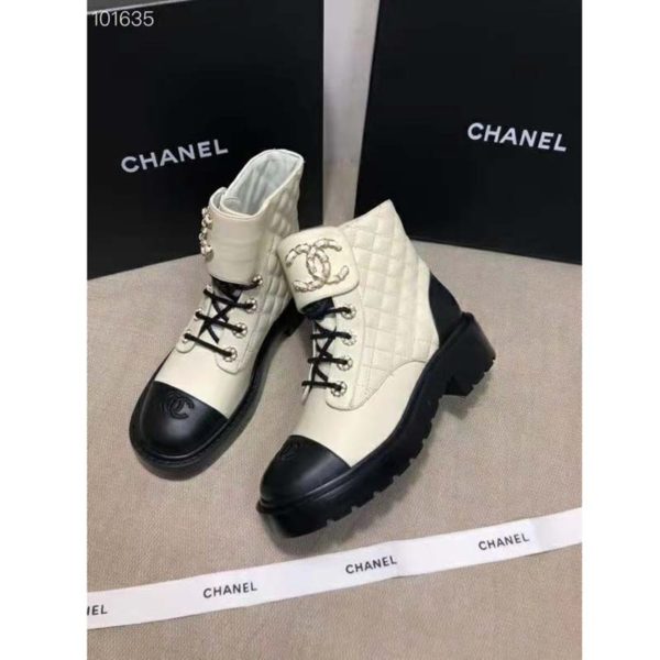 Chanel Women Lace-Ups Shiny Goatskin & Calfskin White 2 cm Heel (5)