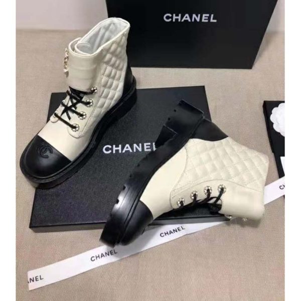 Chanel Women Lace-Ups Shiny Goatskin & Calfskin White 2 cm Heel (7)