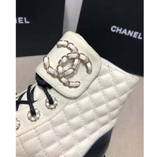 Chanel Women Lace-Ups Shiny Goatskin & Calfskin White 2 cm Heel (9)