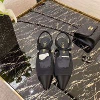Chanel Women Mary Janes Grosgrain & Satin Black 1 cm Heel