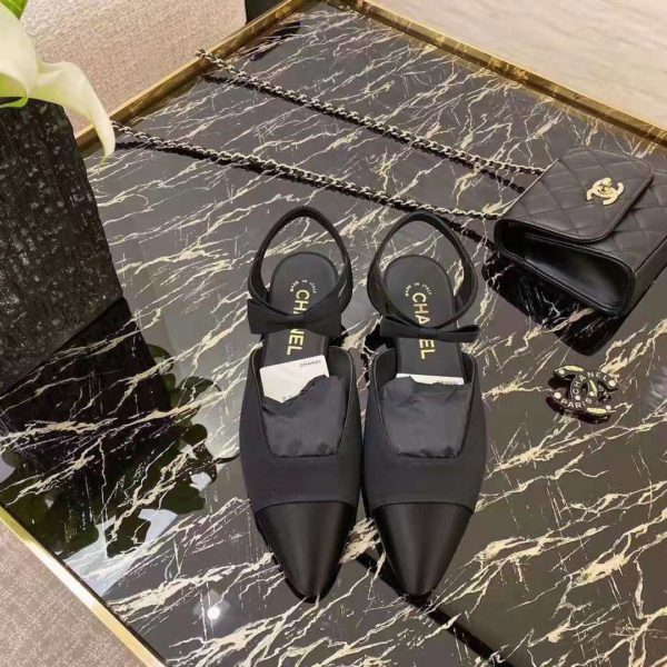 Chanel Women Mary Janes Grosgrain & Satin Black 1 cm Heel (2)