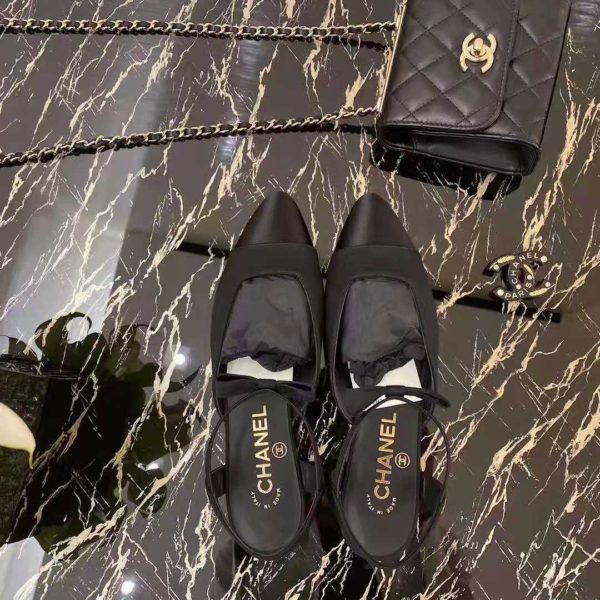 Chanel Women Mary Janes Grosgrain & Satin Black 1 cm Heel (5)