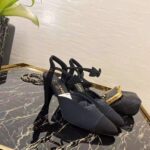 Chanel Women Pumps Grosgrain & Satin Black 10.5 cm Heel - immagine 6