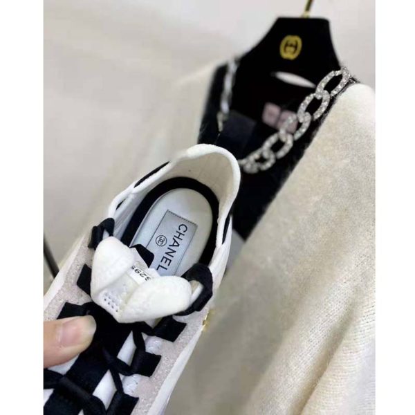 Chanel Women Sneakers Suede Calfskin Nylon & Grosgrain White Gray & Yellow (10)