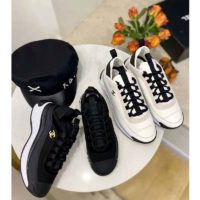 Chanel Women Sneakers Suede Calfskin Nylon & Grosgrain White Gray & Yellow