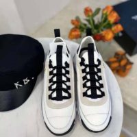 Chanel Women Sneakers Suede Calfskin Nylon & Grosgrain White Gray & Yellow